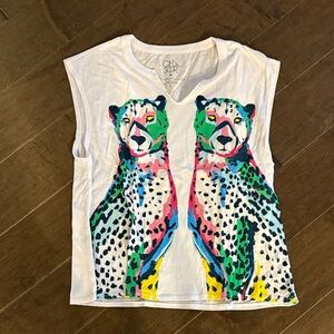 Anthropologie chaser Colorful Cheetah Print sleeveless Shirt